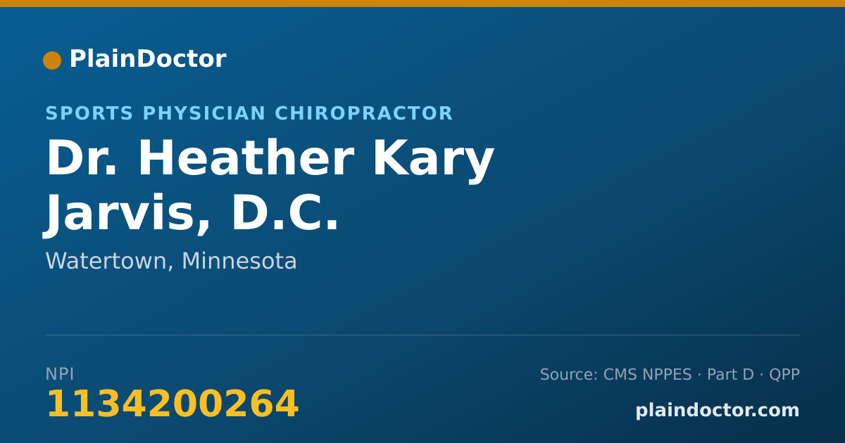 Shareable card for Heather Kary Jarvis, D.C. - Sports Physician Chiropractor, Watertown, MN