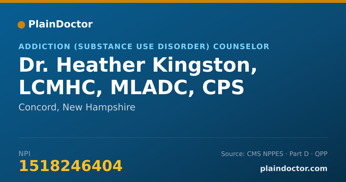 Shareable card for Heather Kingston, LCMHC, MLADC, CPS - Addiction (Substance Use Disorder) Counselor, Concord, NH