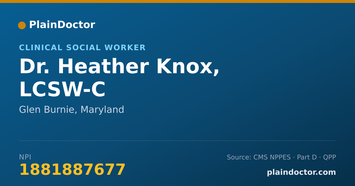 Shareable card for Heather Knox, LCSW-C - Clinical Social Worker, Glen Burnie, MD