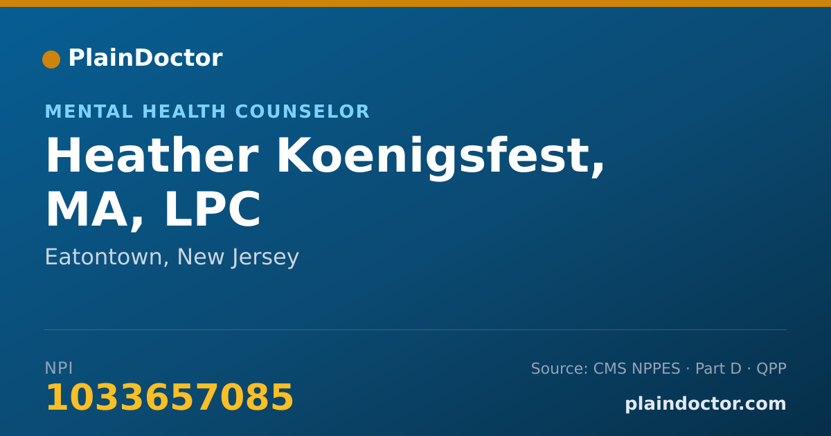 Shareable card for Heather Koenigsfest, MA, LPC - Mental Health Counselor, Eatontown, NJ