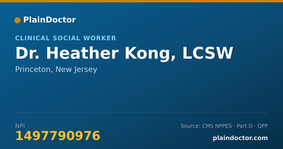Shareable card for Heather Kong, LCSW - Clinical Social Worker, Princeton, NJ