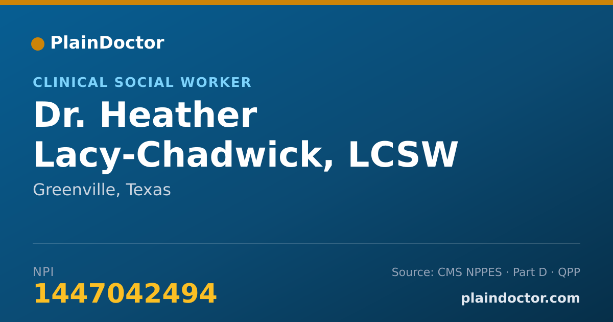 Shareable card for Heather Lacy-Chadwick, LCSW - Clinical Social Worker, Greenville, TX