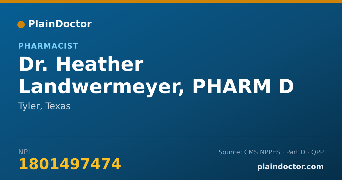 Shareable card for Heather Landwermeyer, PHARM D - Pharmacist, Tyler, TX