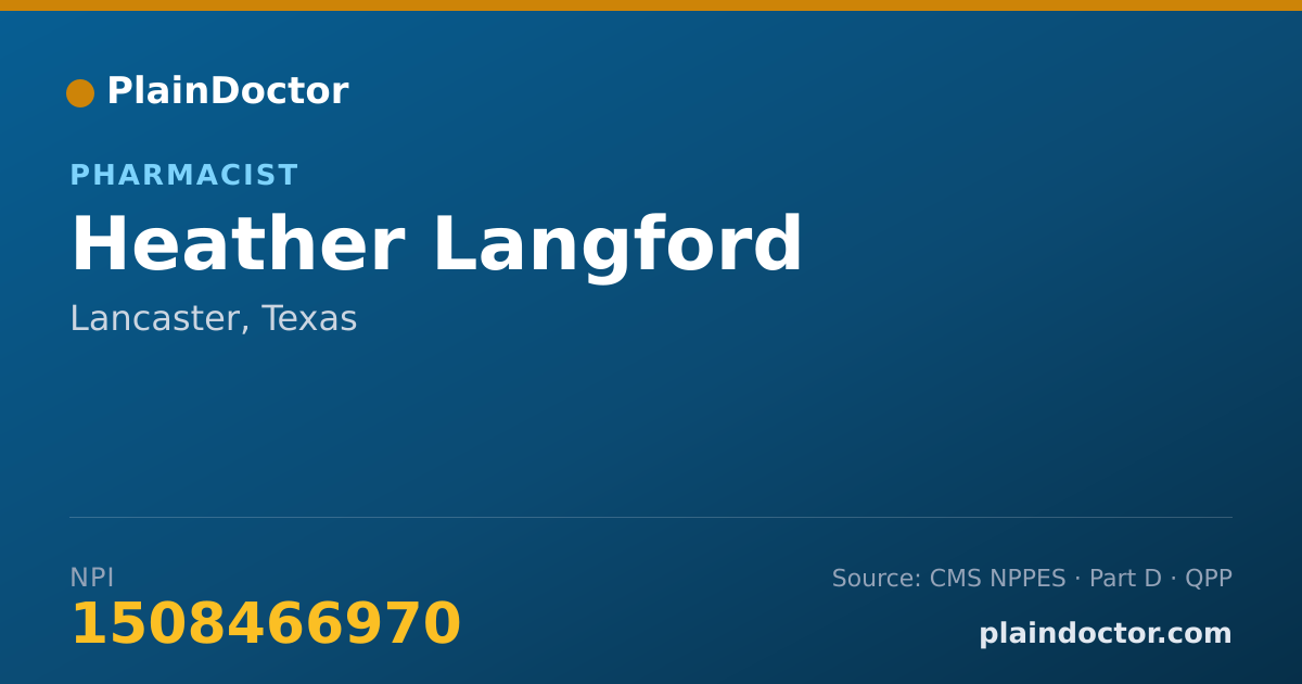 Shareable card for Heather Langford - Pharmacist, Lancaster, TX
