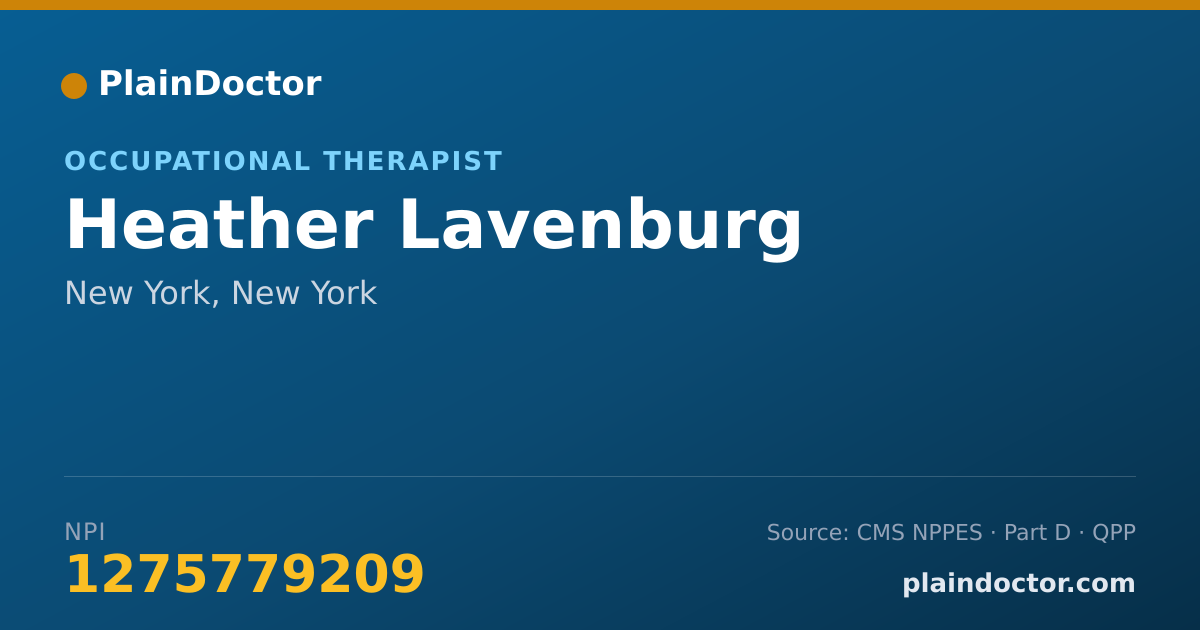 Shareable card for Heather Lavenburg - Occupational Therapist, New York, NY