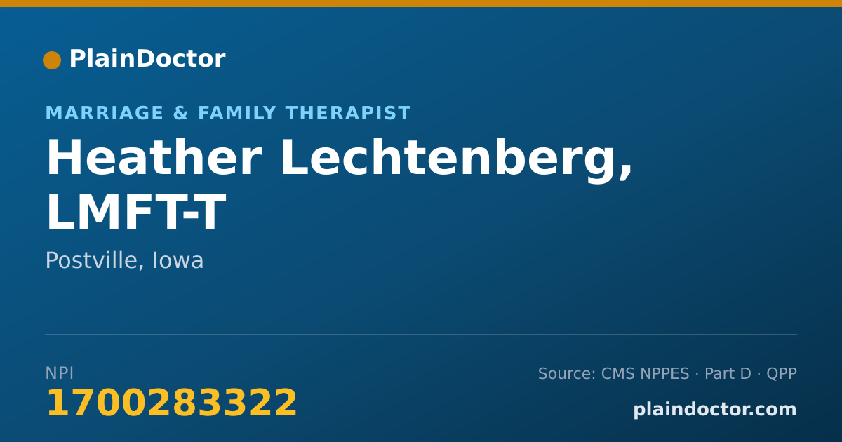Shareable card for Heather Lechtenberg, LMFT-T - Marriage & Family Therapist, Postville, IA