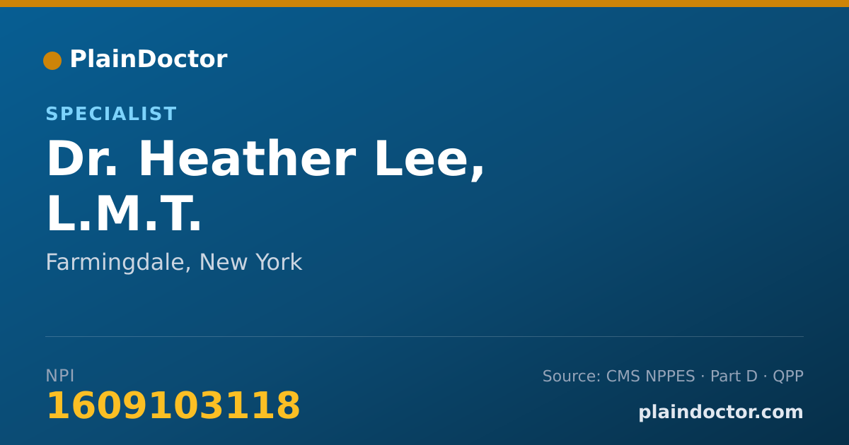 Shareable card for Heather Lee, L.M.T. - Specialist, Farmingdale, NY