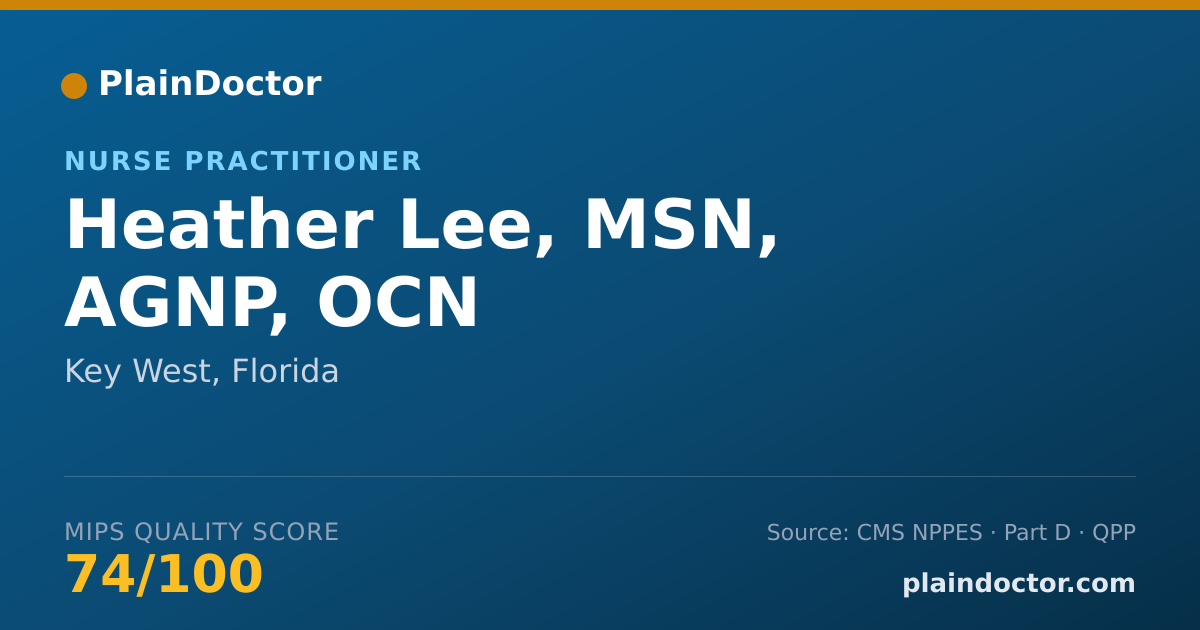Shareable card for Heather Lee, MSN, AGNP, OCN - Nurse Practitioner, Key West, FL