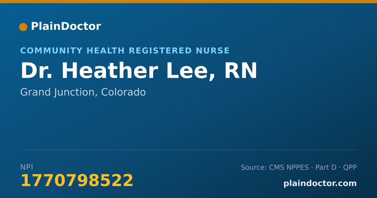 Shareable card for Heather Lee, RN - Community Health Registered Nurse, Grand Junction, CO