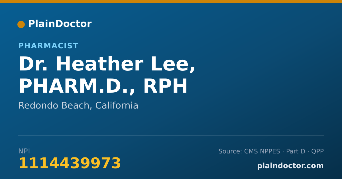 Shareable card for Heather Lee, PHARM.D., RPH - Pharmacist, Redondo Beach, CA