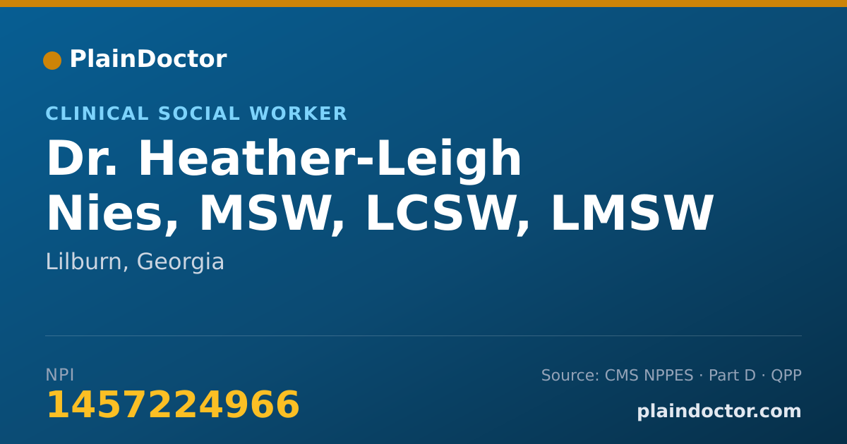 Shareable card for Heather-Leigh Nies, MSW, LCSW, LMSW - Clinical Social Worker, Lilburn, GA