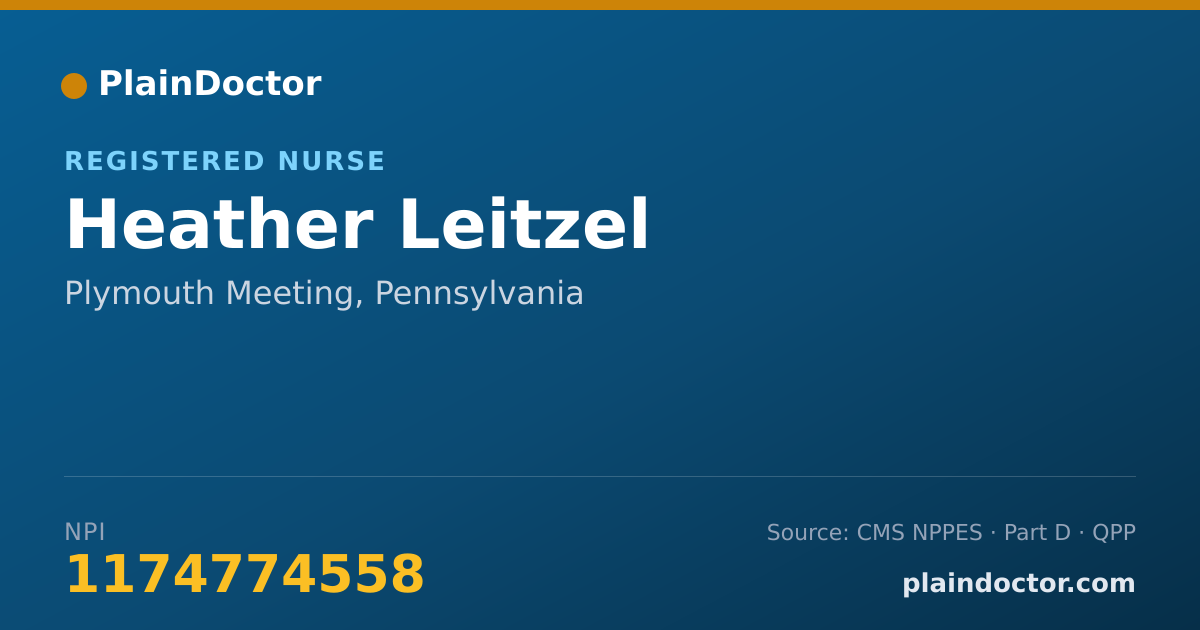 Shareable card for Heather Leitzel - Registered Nurse, Plymouth Meeting, PA