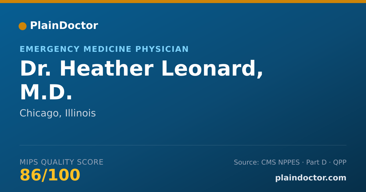 Shareable card for Heather Leonard, M.D. - Emergency Medicine Physician, Chicago, IL