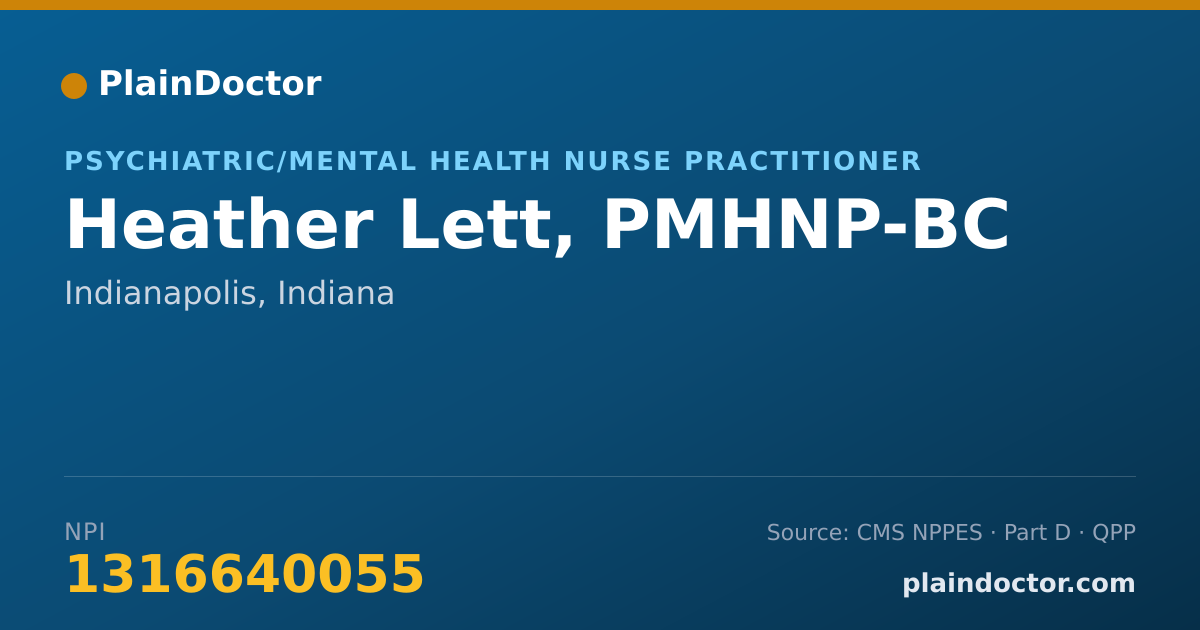 Shareable card for Heather Lett, PMHNP-BC - Psychiatric/Mental Health Nurse Practitioner, Indianapolis, IN