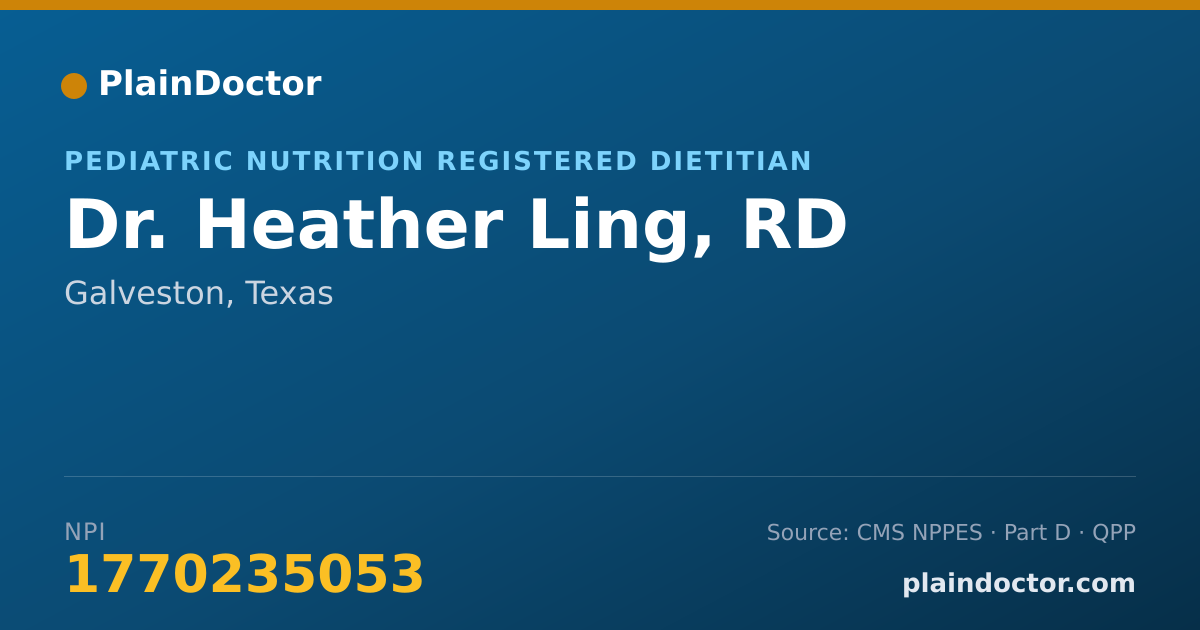 Shareable card for Heather Ling, RD - Pediatric Nutrition Registered Dietitian, Galveston, TX