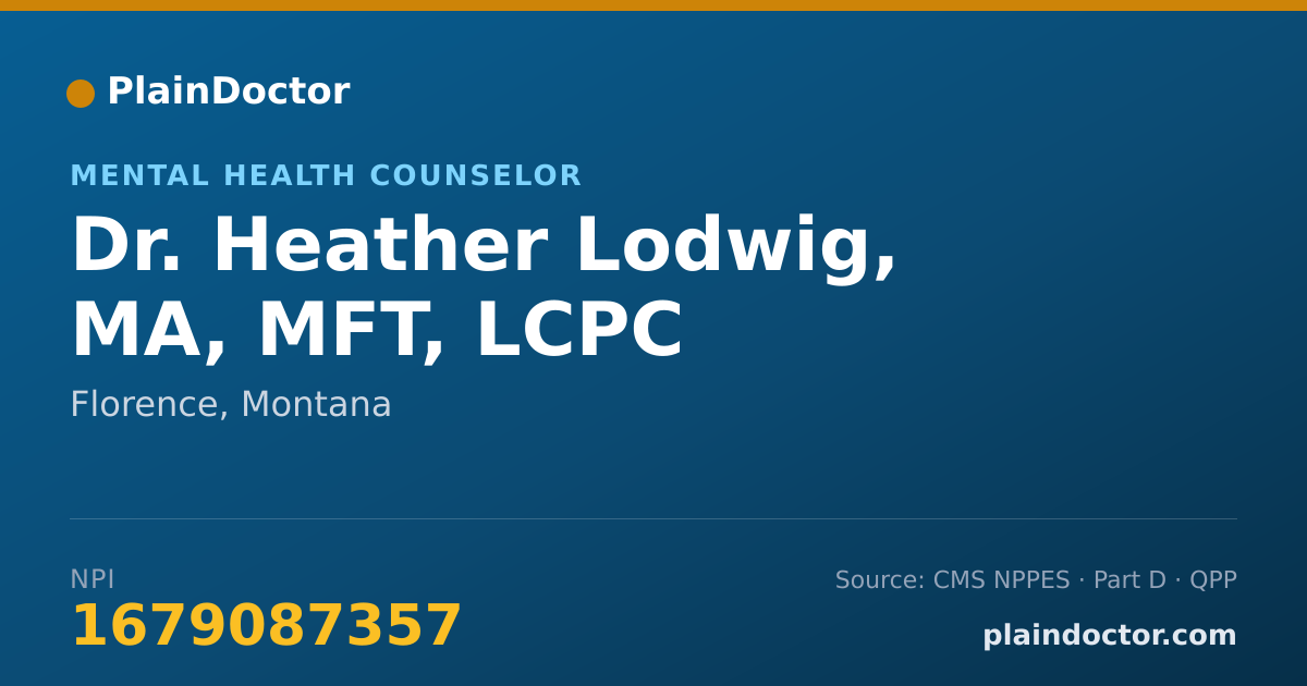 Shareable card for Heather Lodwig, MA, MFT, LCPC - Mental Health Counselor, Florence, MT