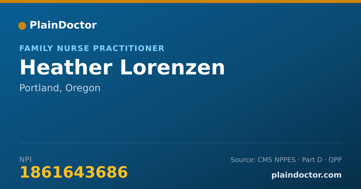 Shareable card for Heather Lorenzen - Family Nurse Practitioner, Portland, OR