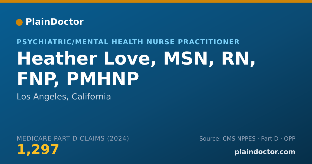Shareable card for Heather Love, MSN, RN, FNP, PMHNP - Registered Nurse, Los Angeles, CA