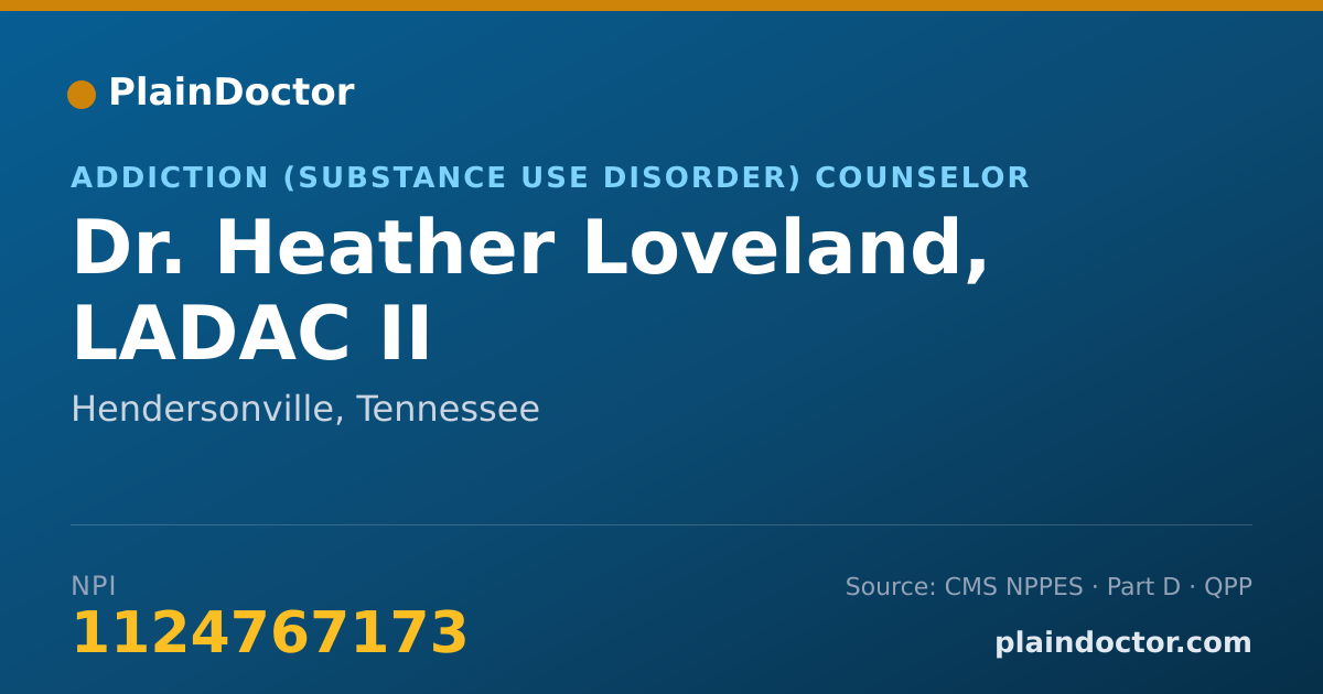 Shareable card for Heather Loveland, LADAC II - Addiction (Substance Use Disorder) Counselor, Hendersonville, TN