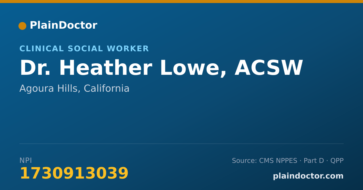 Shareable card for Heather Lowe, ACSW - Clinical Social Worker, Agoura Hills, CA