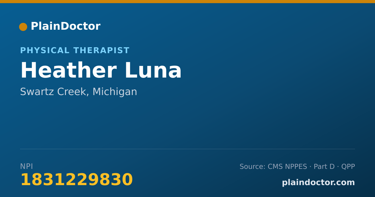 Shareable card for Heather Luna - Physical Therapist, Swartz Creek, MI