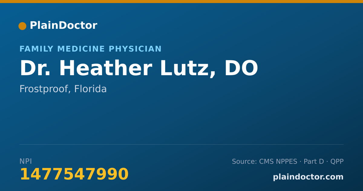 Shareable card for Heather Lutz, DO - Family Medicine Physician, Frostproof, FL