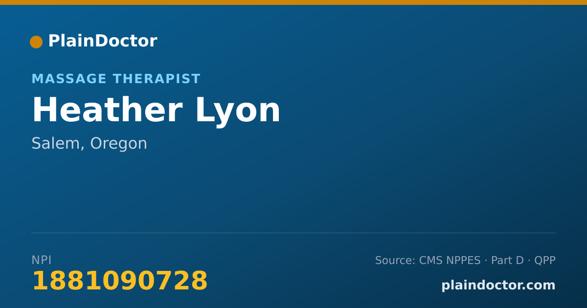 Shareable card for Heather Lyon - Massage Therapist, Salem, OR
