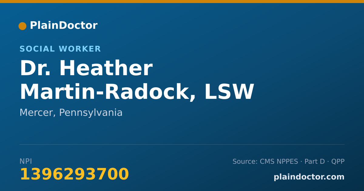 Shareable card for Heather Martin-Radock, LSW - Social Worker, Mercer, PA
