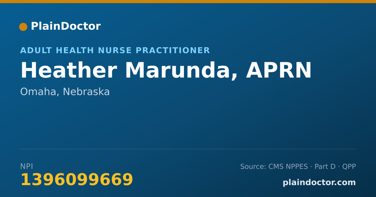 Shareable card for Heather Marunda, APRN - Adult Health Nurse Practitioner, Omaha, NE