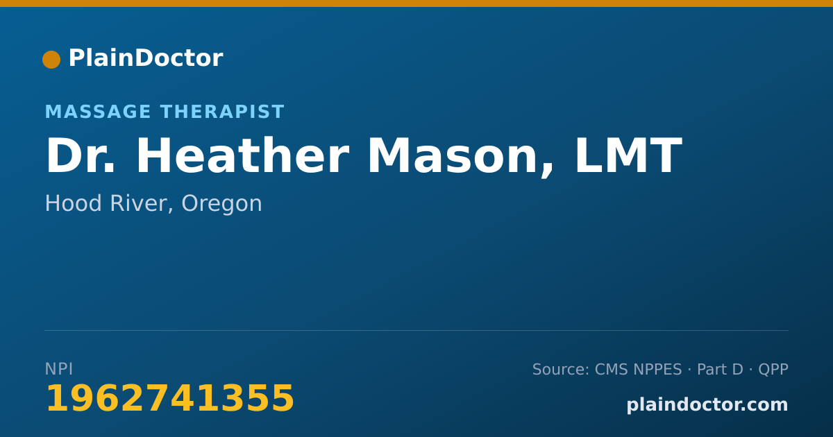 Shareable card for Heather Mason, LMT - Massage Therapist, Hood River, OR