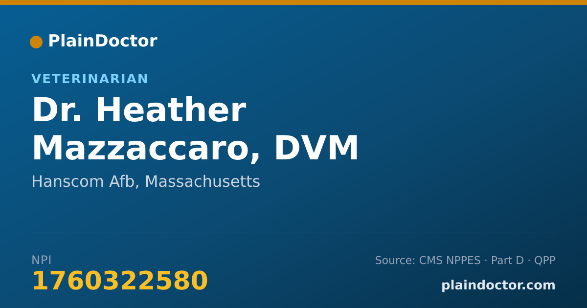 Shareable card for Heather Mazzaccaro, DVM - Veterinarian, Hanscom Afb, MA