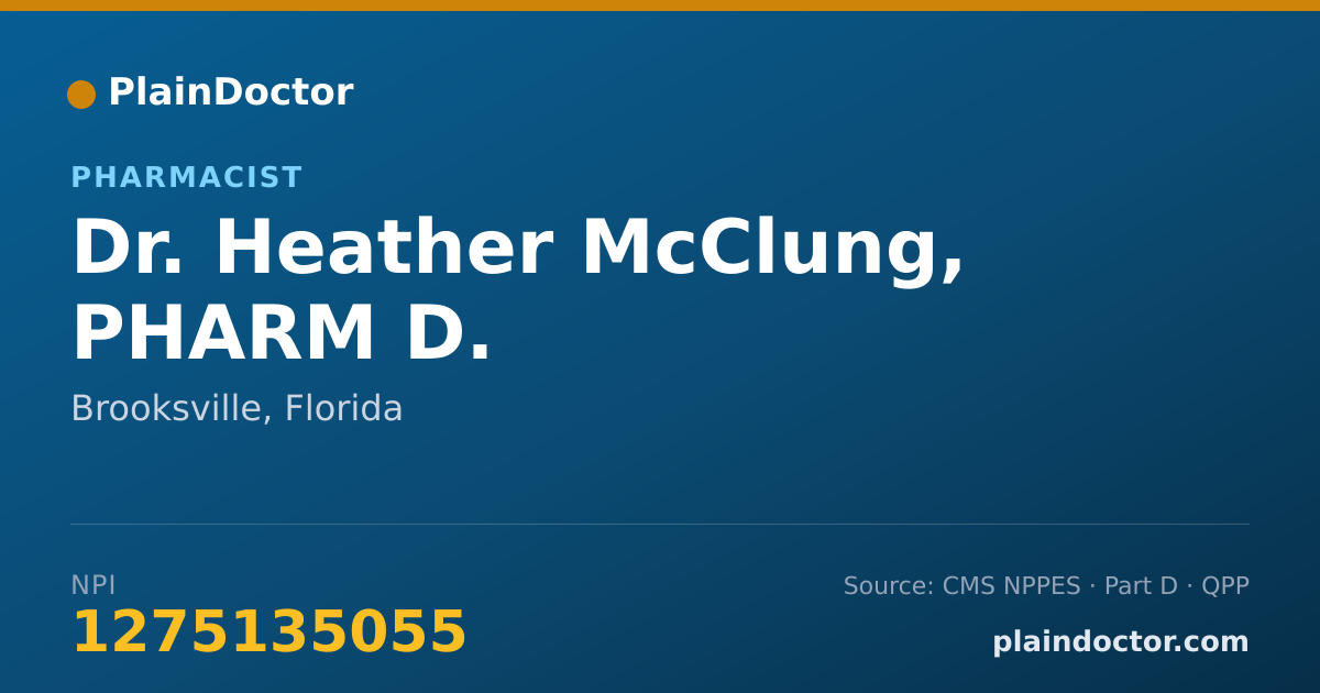 Shareable card for Heather McClung, PHARM D. - Pharmacist, Brooksville, FL