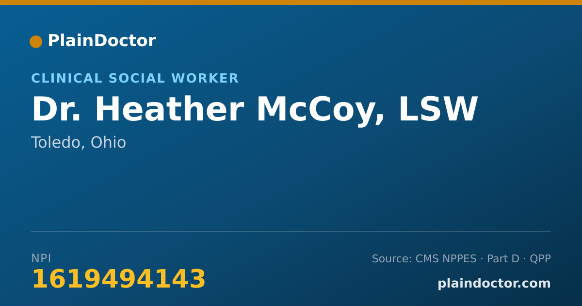 Shareable card for Heather McCoy, LSW - Clinical Social Worker, Toledo, OH