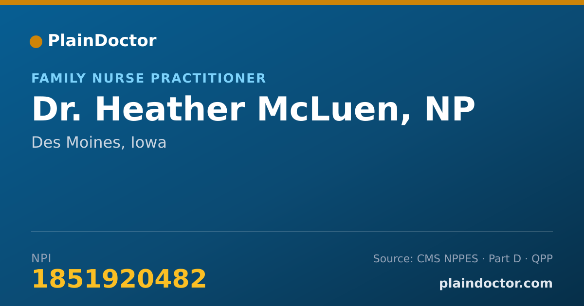 Shareable card for Heather McLuen, NP - Family Nurse Practitioner, Des Moines, IA