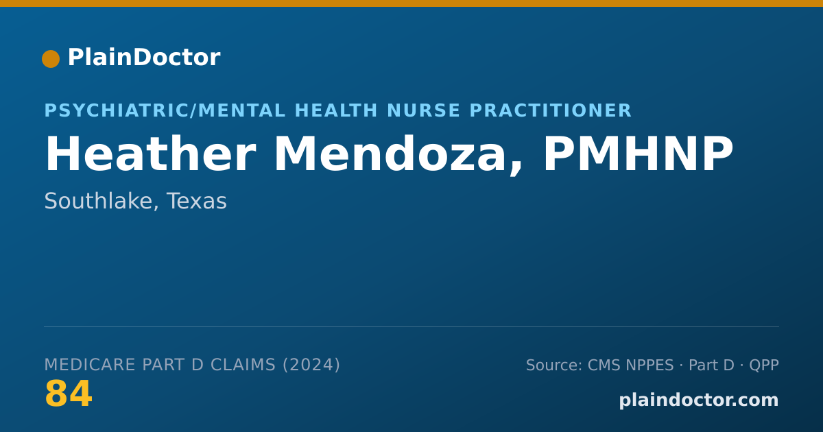 Shareable card for Heather Mendoza, PMHNP - Psychiatric/Mental Health Nurse Practitioner, Southlake, TX