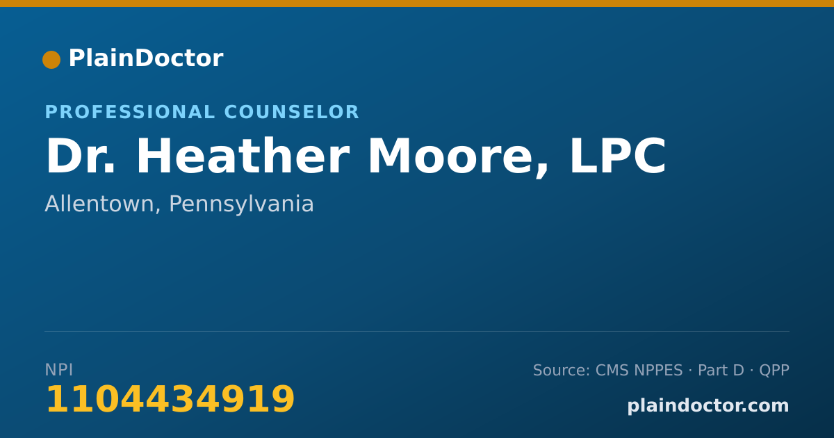 Shareable card for Heather Moore, LPC - Professional Counselor, Allentown, PA