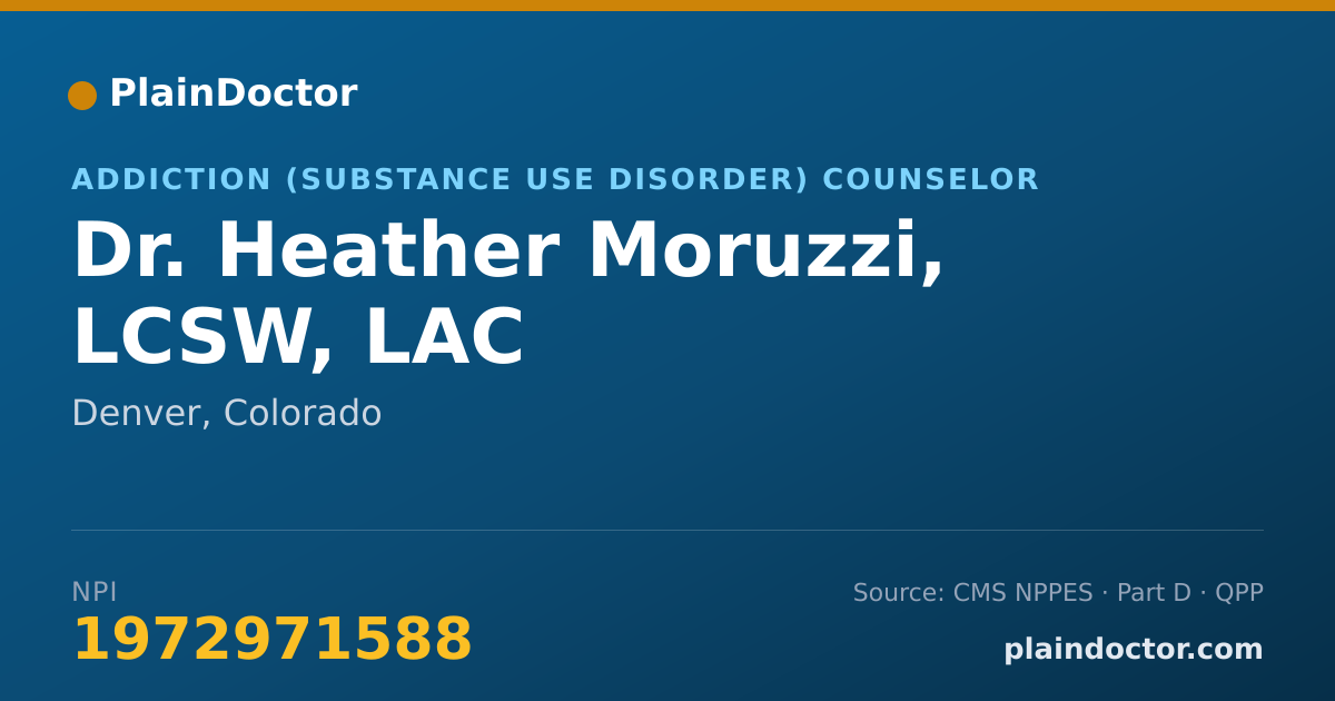 Shareable card for Heather Moruzzi, LCSW, LAC - Addiction (Substance Use Disorder) Counselor, Denver, CO