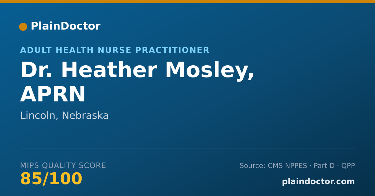 Shareable card for Heather Mosley, APRN - Adult Health Nurse Practitioner, Lincoln, NE