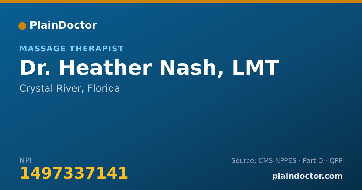 Shareable card for Heather Nash, LMT - Massage Therapist, Crystal River, FL