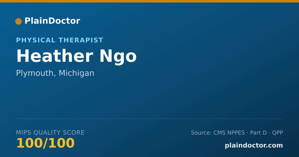 Shareable card for Heather Ngo - Physical Therapist, Plymouth, MI