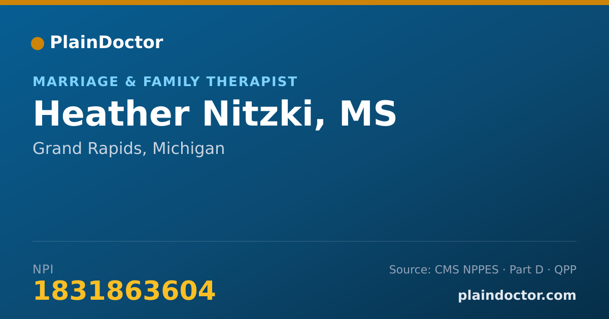 Shareable card for Heather Nitzki, MS - Marriage & Family Therapist, Grand Rapids, MI