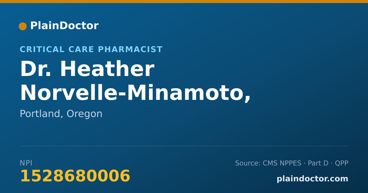 Shareable card for Heather Norvelle-Minamoto, PHARMD - Critical Care Pharmacist, Portland, OR