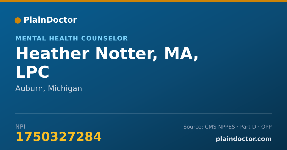 Shareable card for Heather Notter, MA, LPC - Mental Health Counselor, Auburn, MI
