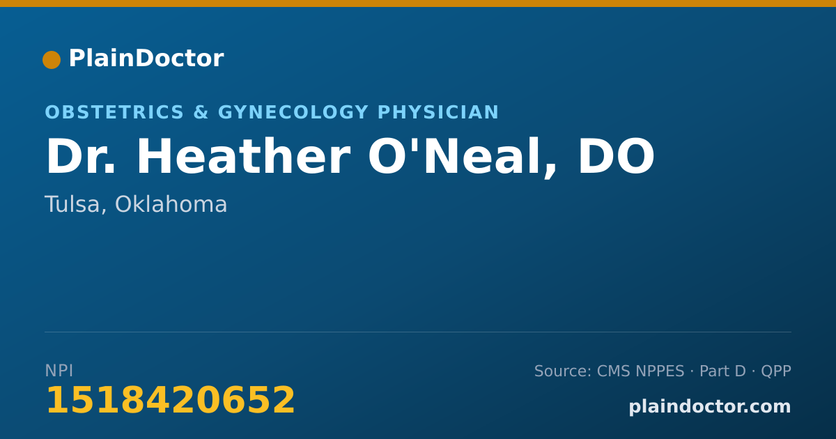 Shareable card for Heather O'Neal, DO - Obstetrics & Gynecology Physician, Tulsa, OK