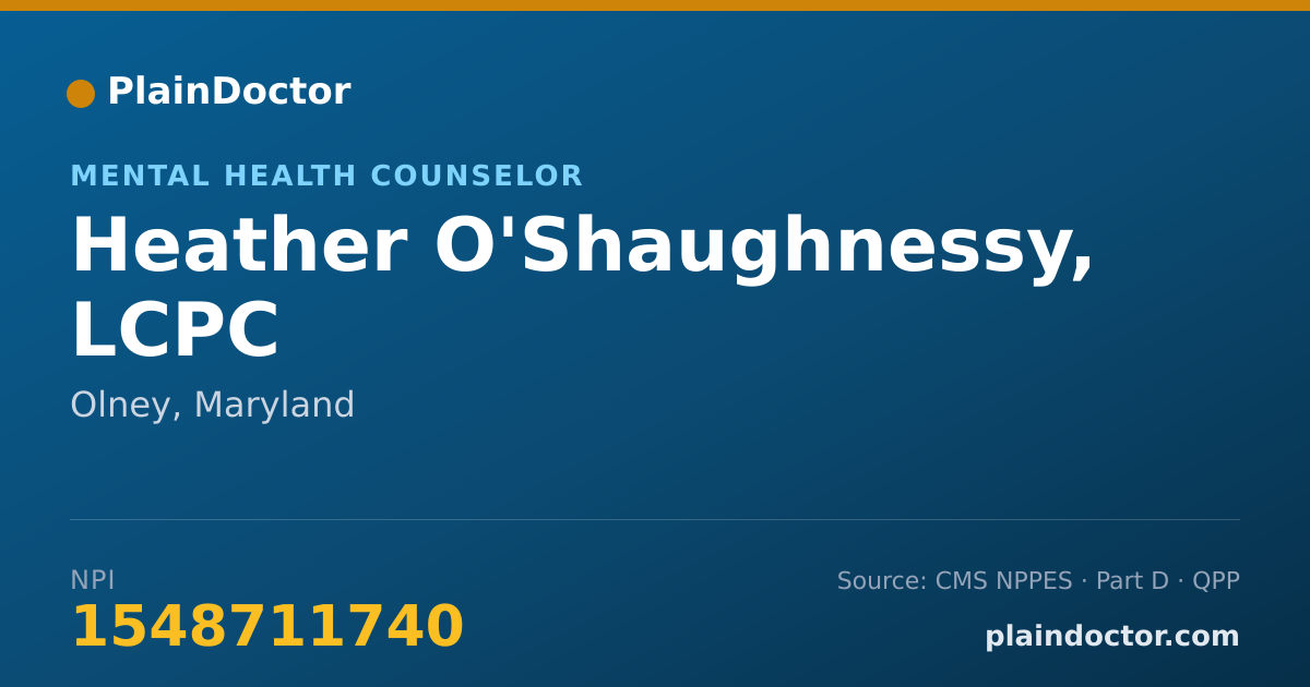 Shareable card for Heather O'Shaughnessy, LCPC - Mental Health Counselor, Olney, MD