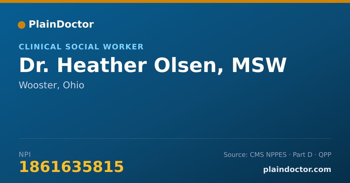 Shareable card for Heather Olsen, MSW - Clinical Social Worker, Wooster, OH
