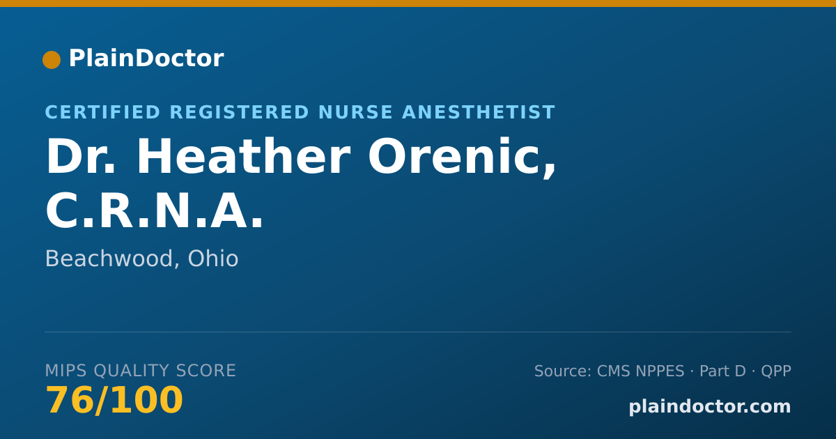 Shareable card for Heather Orenic, C.R.N.A. - Certified Registered Nurse Anesthetist, Beachwood, OH