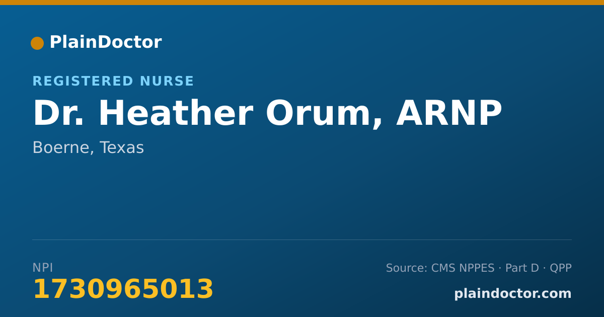Shareable card for Heather Orum, ARNP - Registered Nurse, Boerne, TX