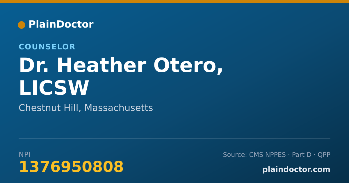 Shareable card for Heather Otero, LICSW - Counselor, Chestnut Hill, MA