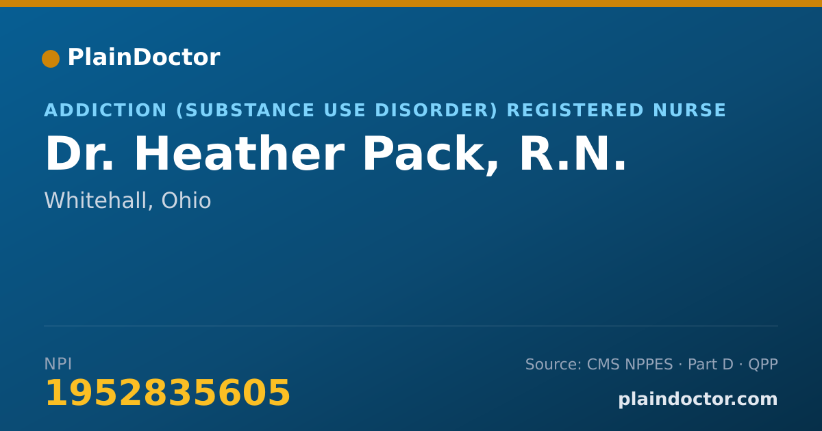 Shareable card for Heather Pack, R.N. - Addiction (Substance Use Disorder) Registered Nurse, Whitehall, OH